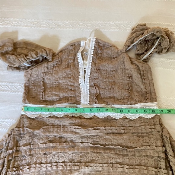 Boho Maxi Dress Off Shoulder Ruffle Lace Train Fairy Cottagecore Photoshoot - Picture 12 of 16